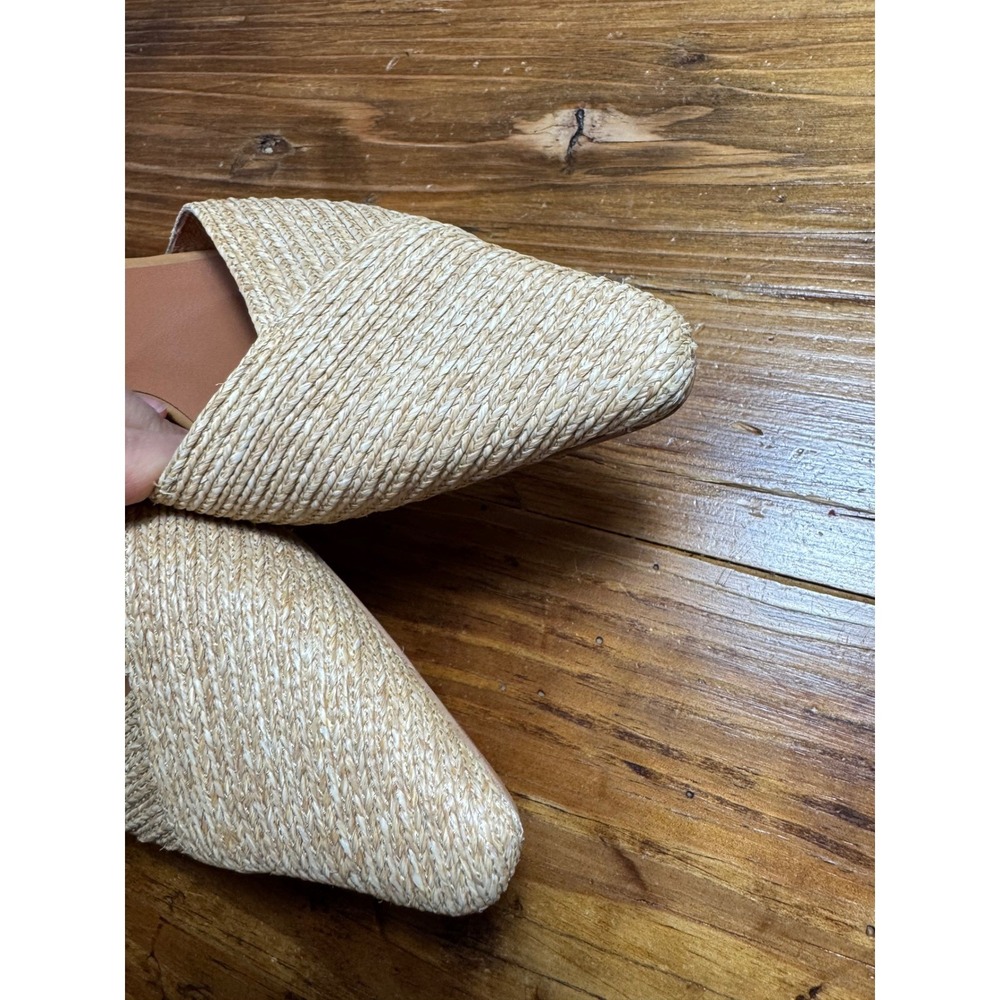 ANGEL ALARCON Helen Raffia Woven Slingback Heels Tan Leather Ankle Strap Size 39 - Picture 11 of 16